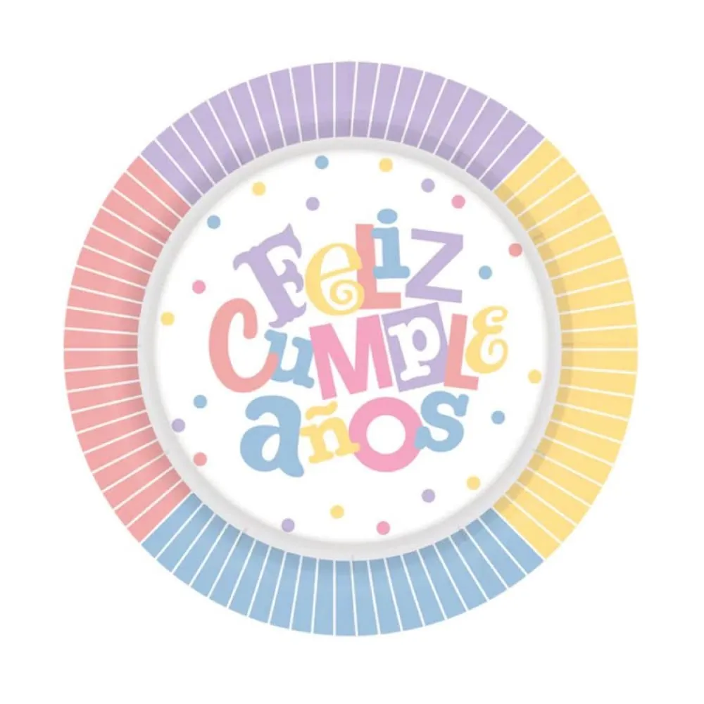 Platos Feliz Cumpleaños 17 Cm X8