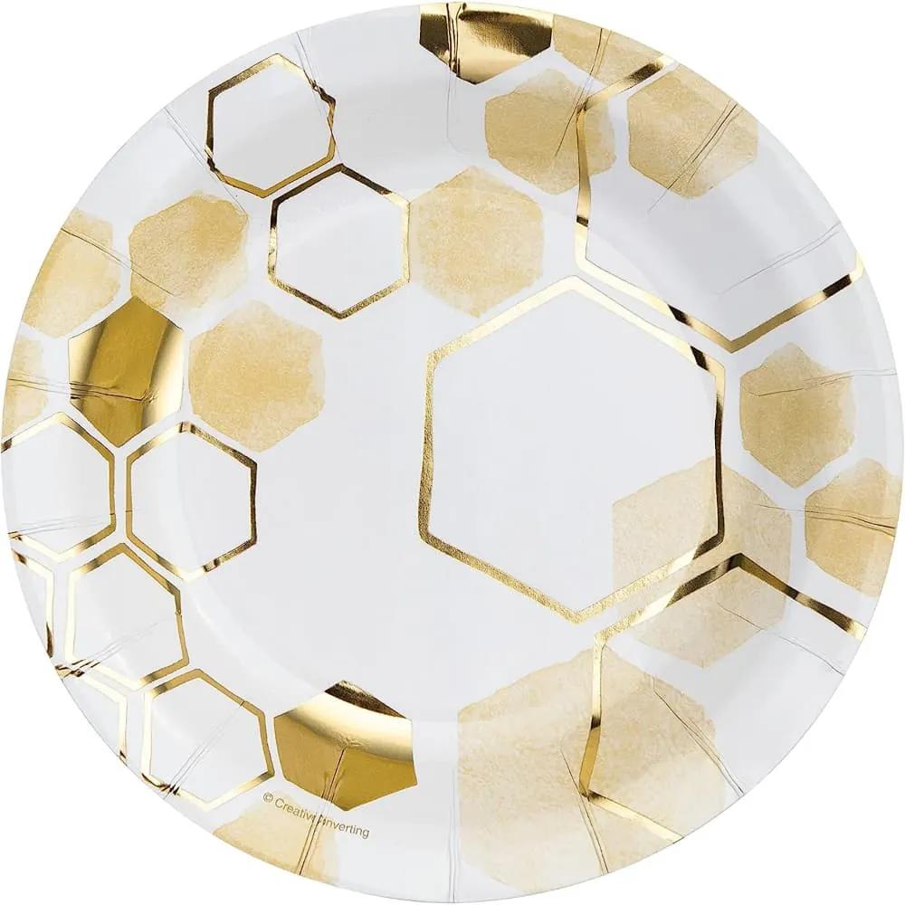 Platos Panal Abejas X8 17 Cm
