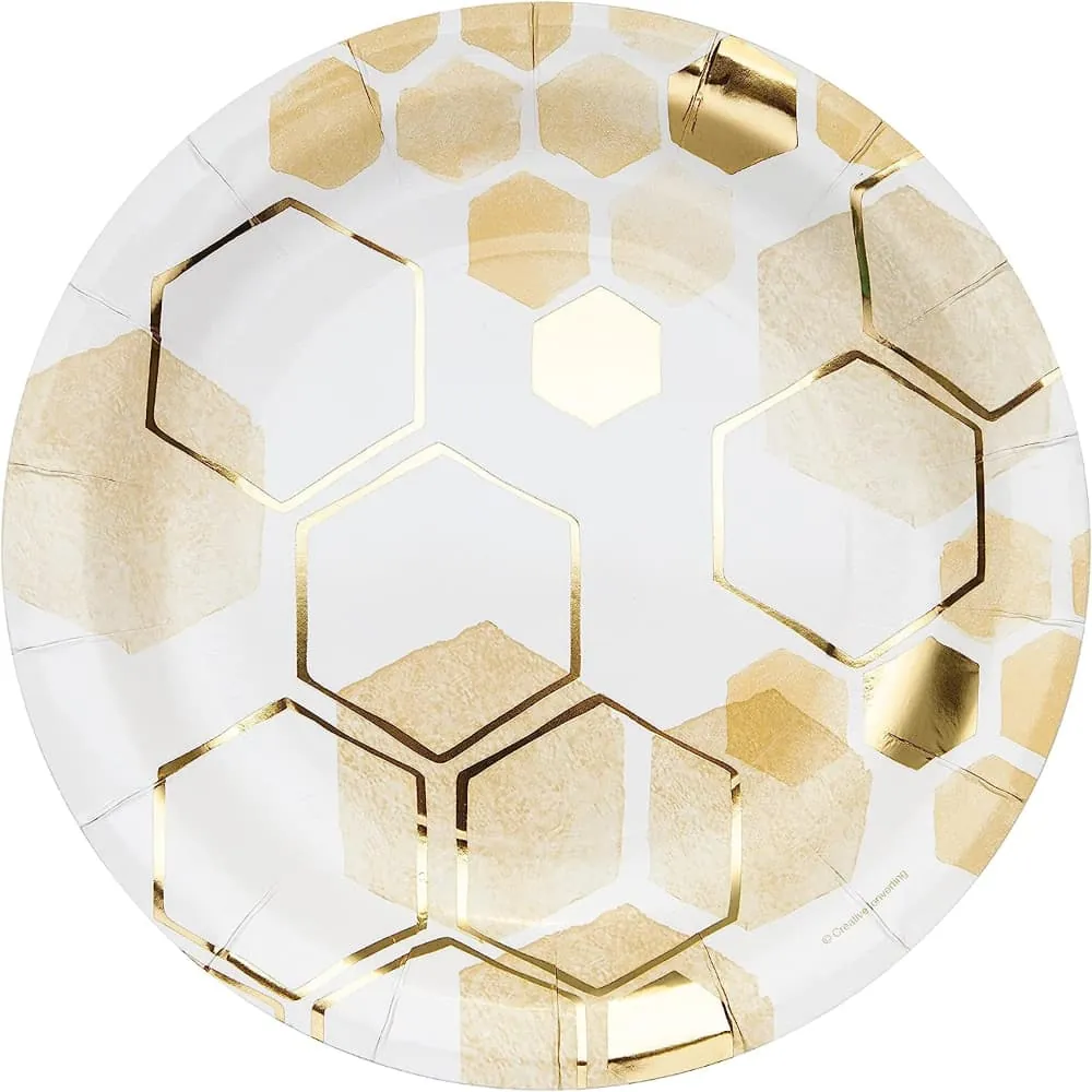 Platos Panal Abejas X8 22 Cm