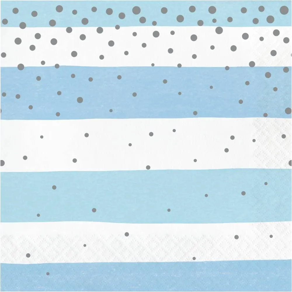 Servilletas Azul Con Plateado x16