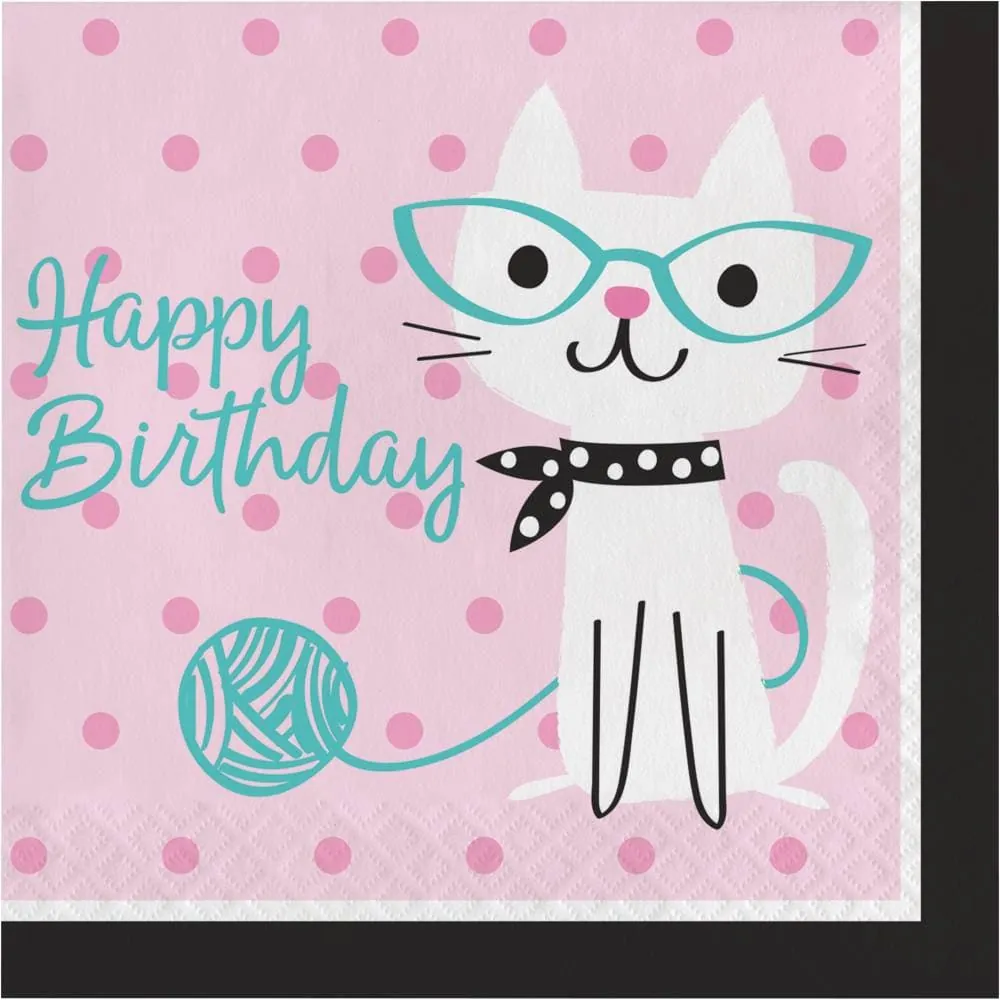 Servilletas Gatos Happy Birthday x16
