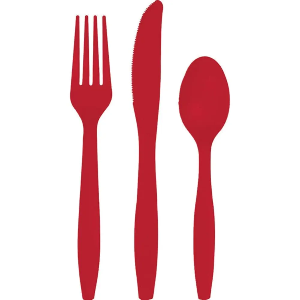 Set Cubiertos Rojos X18