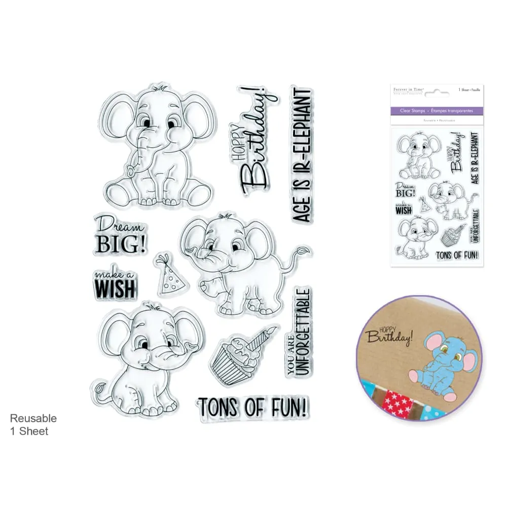 Stickers Transparente Elefantes Reutilizable