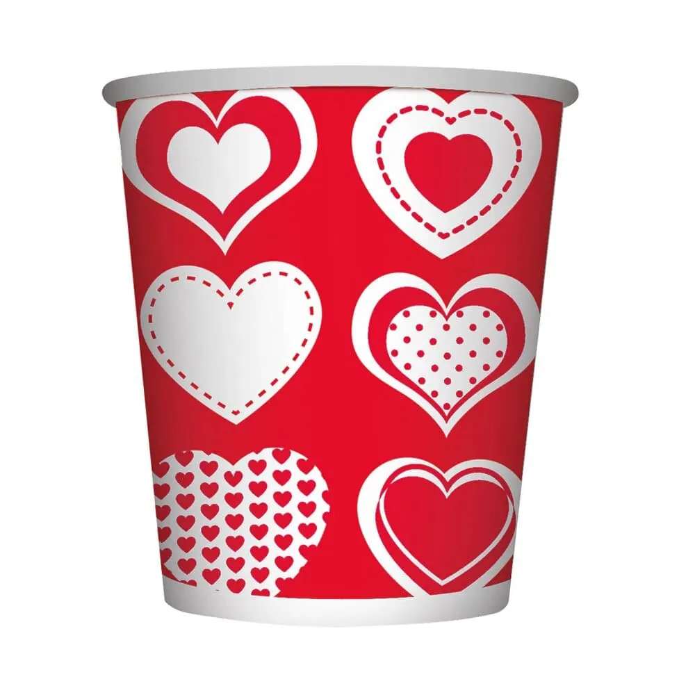 Vasos Corazones 9 Onz X8