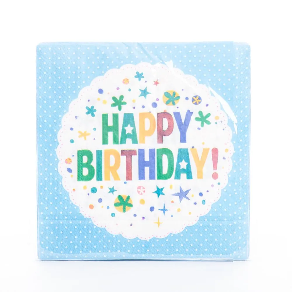 Servilleta Happy Brithday Azul X10