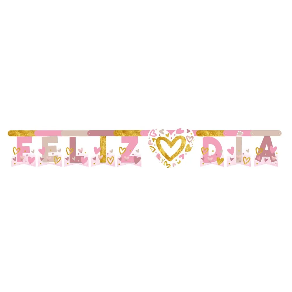 Cartel Letras Metalizado Corazones Brillantes
