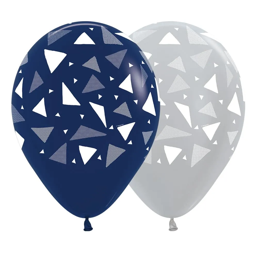 Globo X50 Látex Triangulos Azules R-12