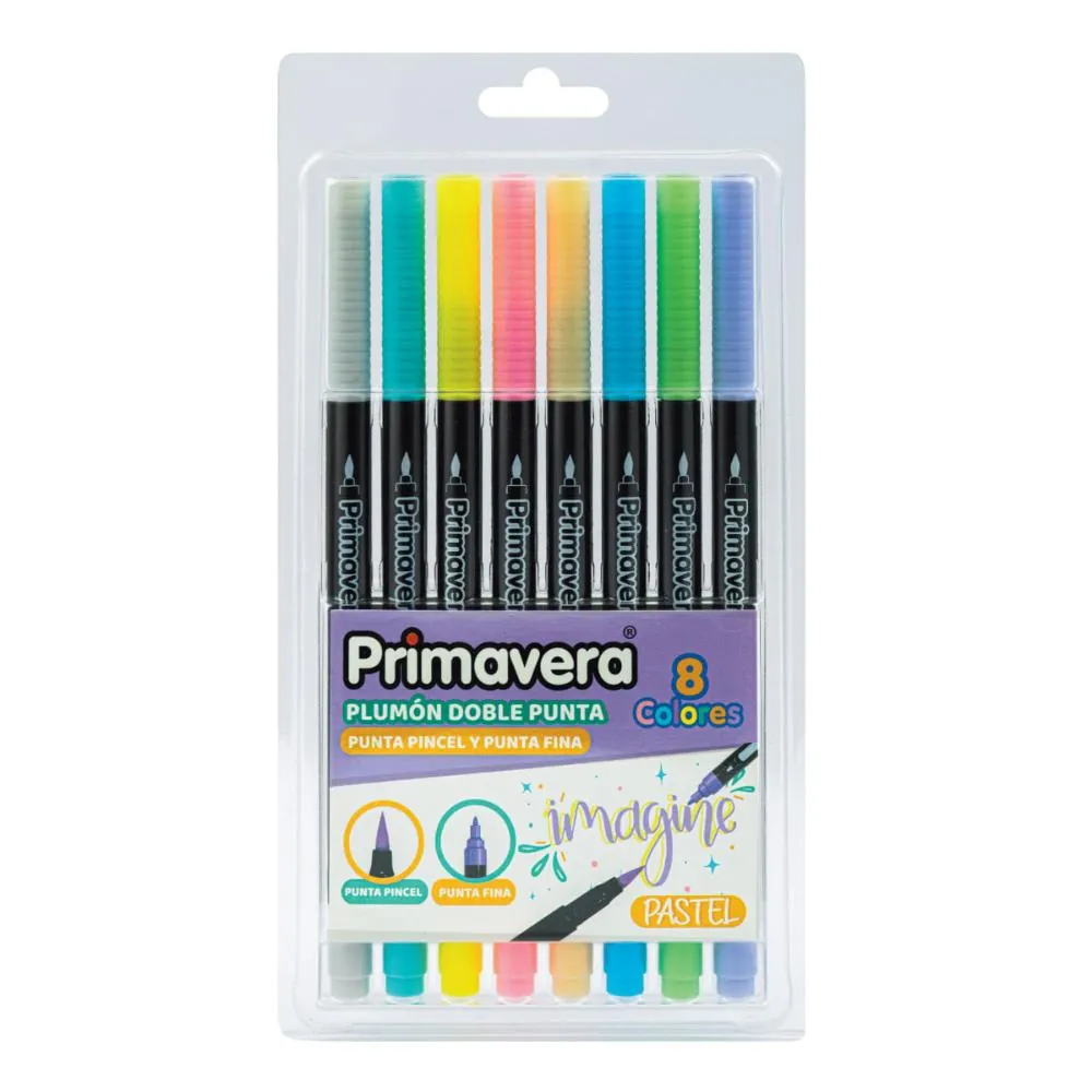 Doble Punta Pincel+Coni Pastel X8 Color