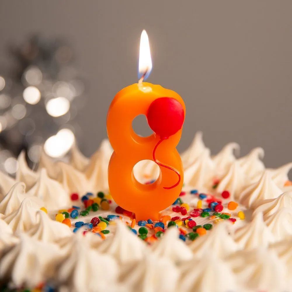 Vela Número 8 Con Globito.