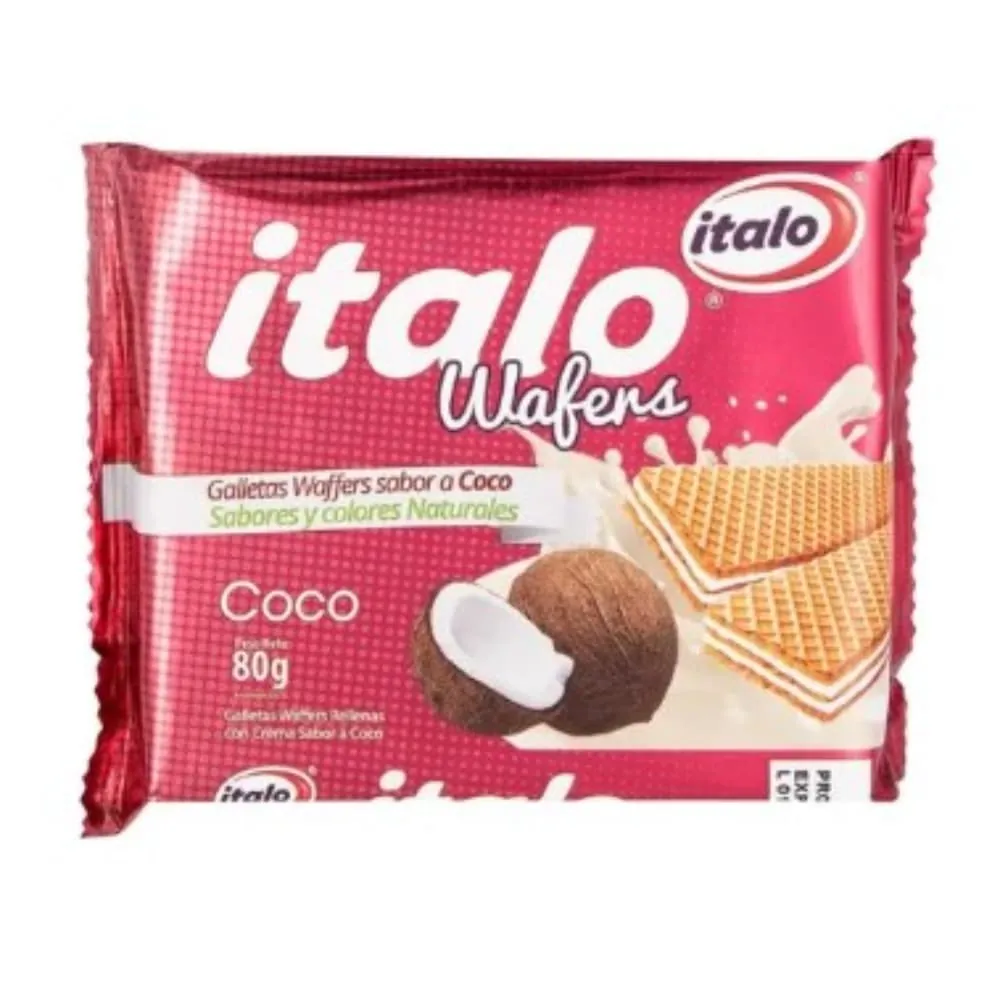 Galletas Italo Wafer Sabor Coco 80 Gr