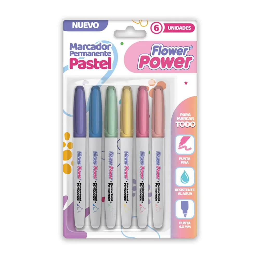 Marcador Permanente Pastel X6 Co
