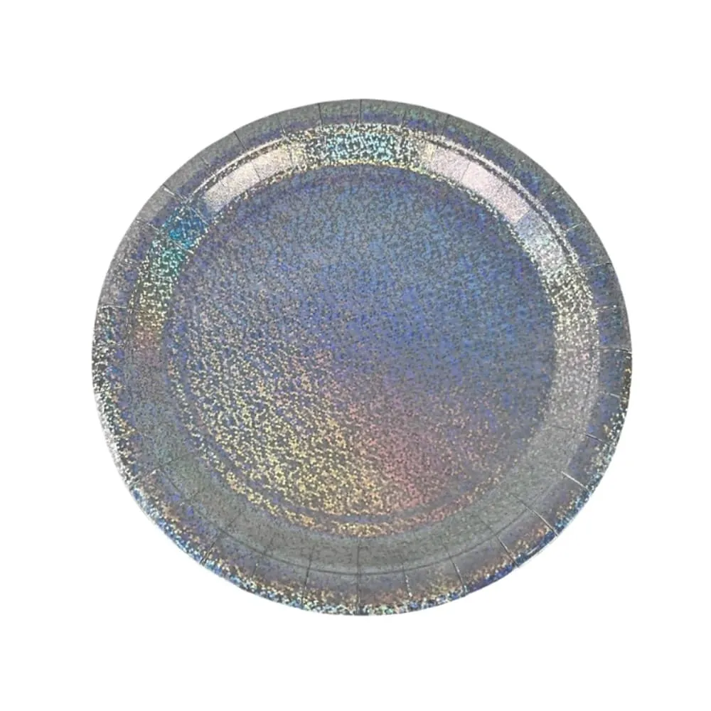 Platos Plateado Glitter X8 22 Cm